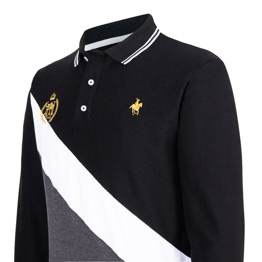 Polo Diagonal Bordados Negro/Oxford