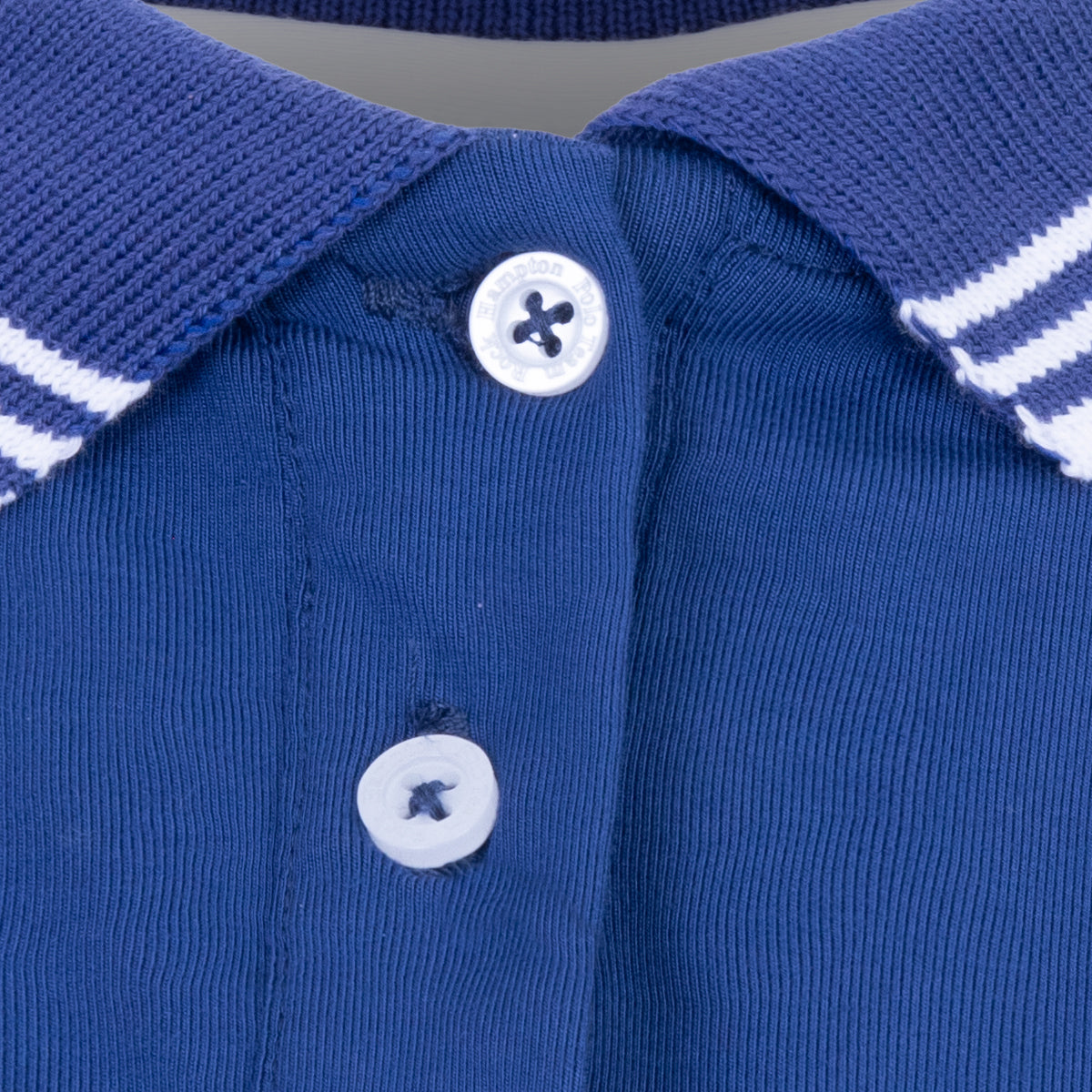 Polo Viscosa Cuello Franjas Azul Medio