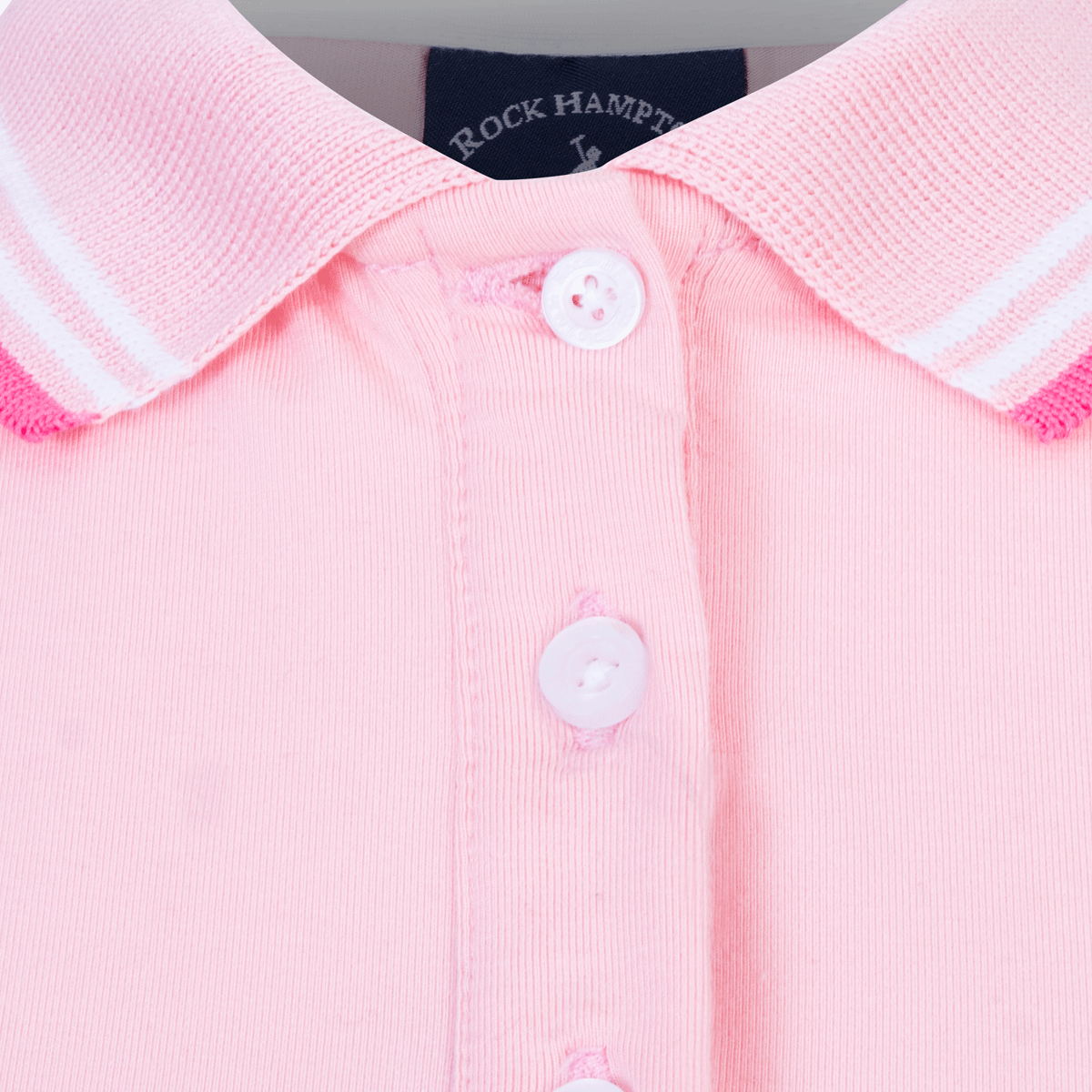 Polo Viscosa Cuello Franjas Rosa Crystal