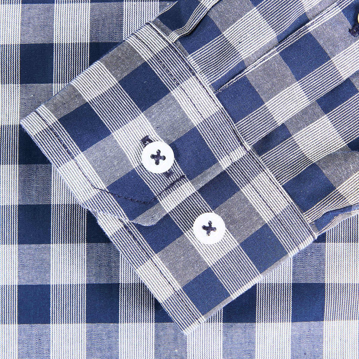 Camisa Cuadros Bolsa Algodón Marino