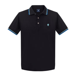 Polo Viscosa Cuello Tricolor Negro