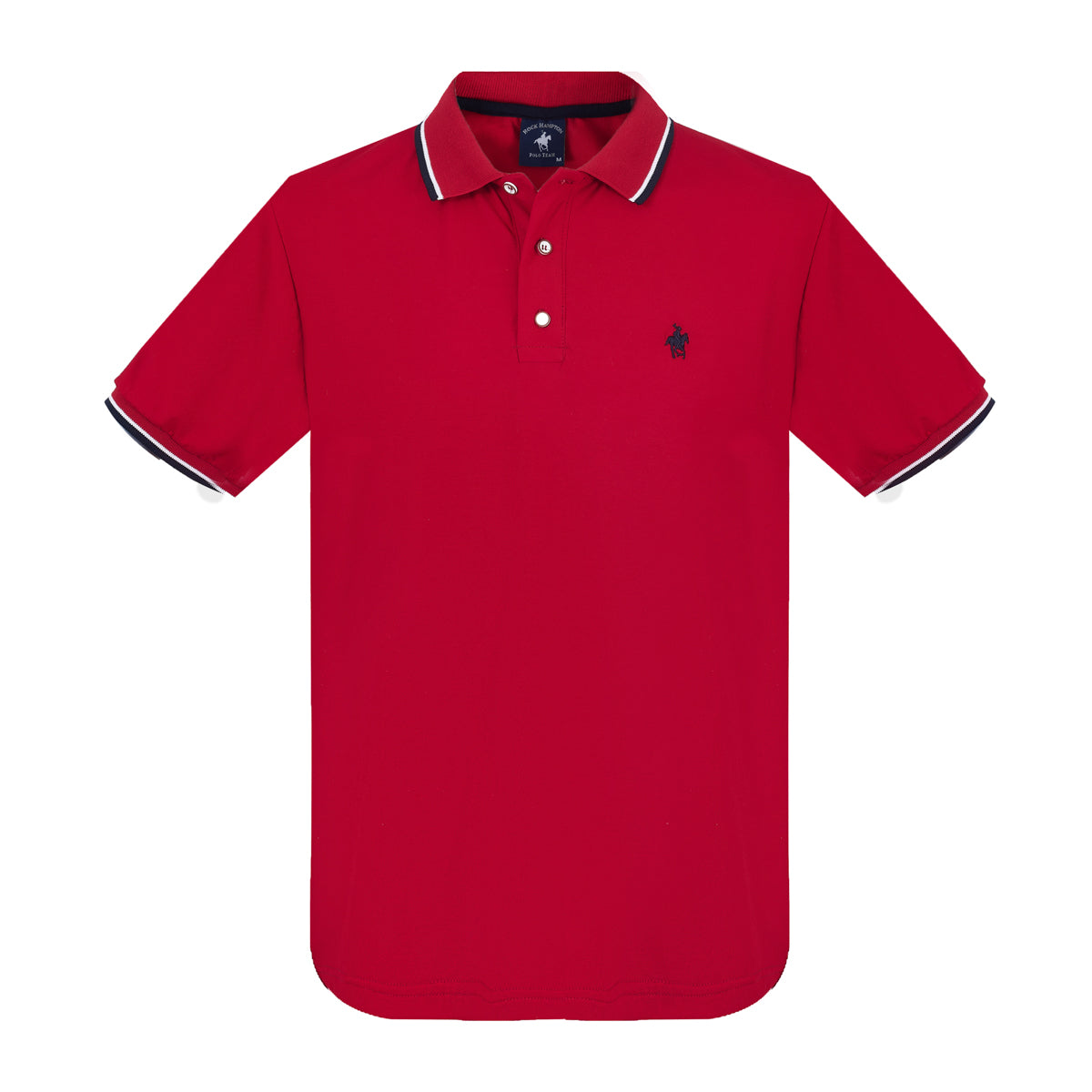 Polo Viscosa Cuello Tricolor Rojo