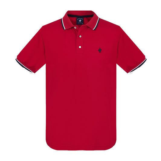 Polo Viscosa Cuello Tricolor Rojo