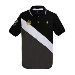 Polo Diagonal Bordado Espalda Negro
