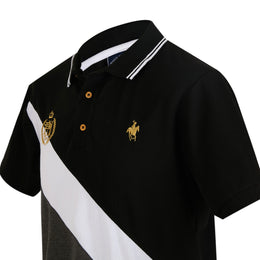 Polo Diagonal Bordado Espalda Negro