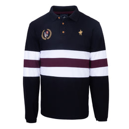 Polo Franjas Manga Larga Negro