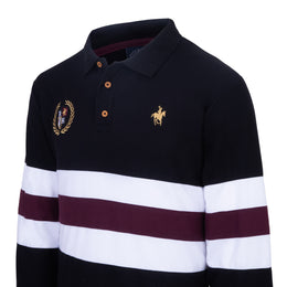 Polo Franjas Manga Larga Negro
