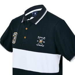 Polo Franja Escudo Número Marino