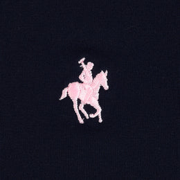 Polo Viscosa Cuello Franjas Marino Rosa