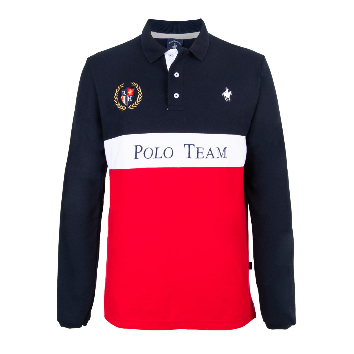 Polo Bloques Manga Larga Marino