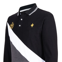 Polo Diagonal Bordados Negro/Oxford