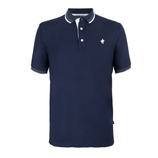 Polo Viscosa Cuello Tricolor Marino Gris