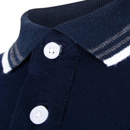 Polo Viscosa Cuello Tricolor Marino Gris