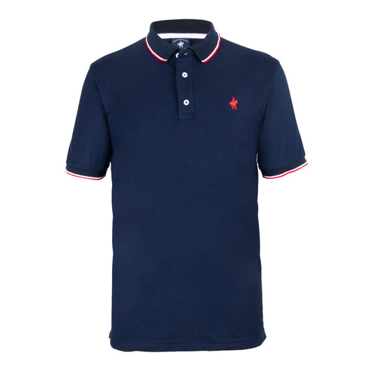 Polo Viscosa Cuello Tricolor Marino
