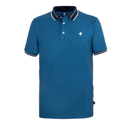 Polo Viscosa Cuello Tricolor Petróleo/Marino