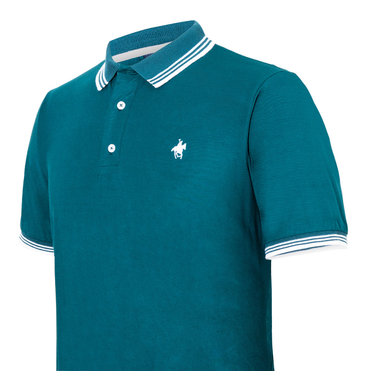 Polo Viscosa Cuello Tricolor Verde Quetzal