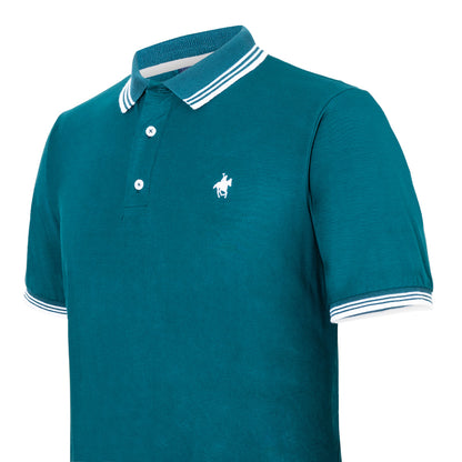 Polo Viscosa Cuello Tricolor Verde Quetzal