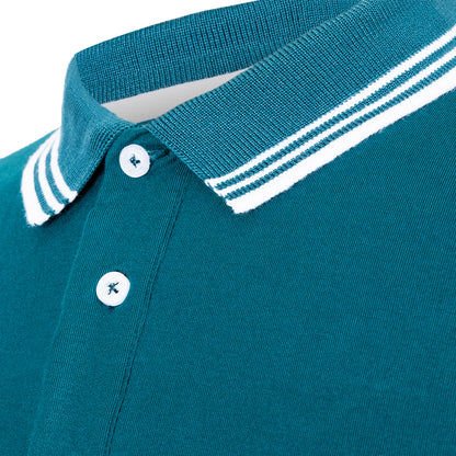 Polo Viscosa Cuello Tricolor Verde Quetzal