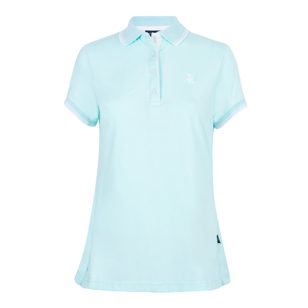Polo Viscosa Cuello Franjas Aqua