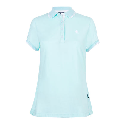Polo Viscosa Cuello Franjas Aqua