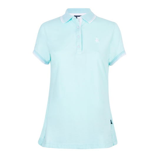 Polo Viscosa Cuello Franjas Aqua