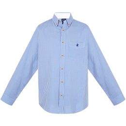 Camisa Cuadrícula Fina Azul/Blanco