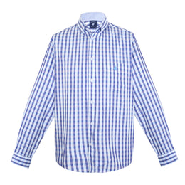 Camisa Cuadros Alargados Azul