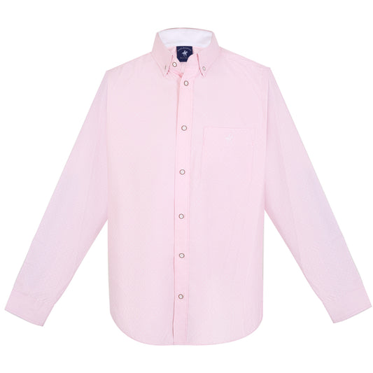 Camisa Minicuadros Poliéster Rosa