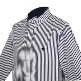Camisa Rayas Algodón Regular Marino
