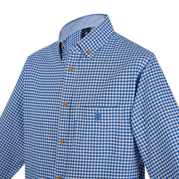 Camisa Cuadro Chico Algodón Bolsa Azul