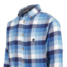 Camisa Cuadro Grande Algodón Regular Azul