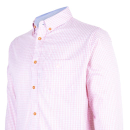 Camisa Minicuadros Algodón Bolsa Rosa