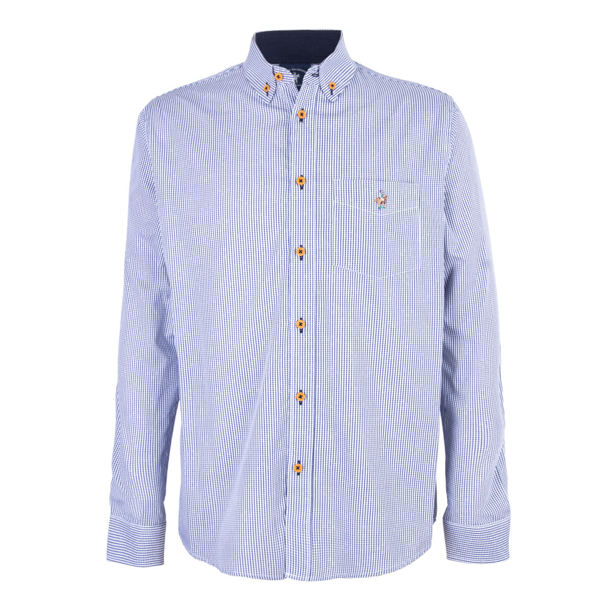 Camisa Minicuadros Algodón Marino
