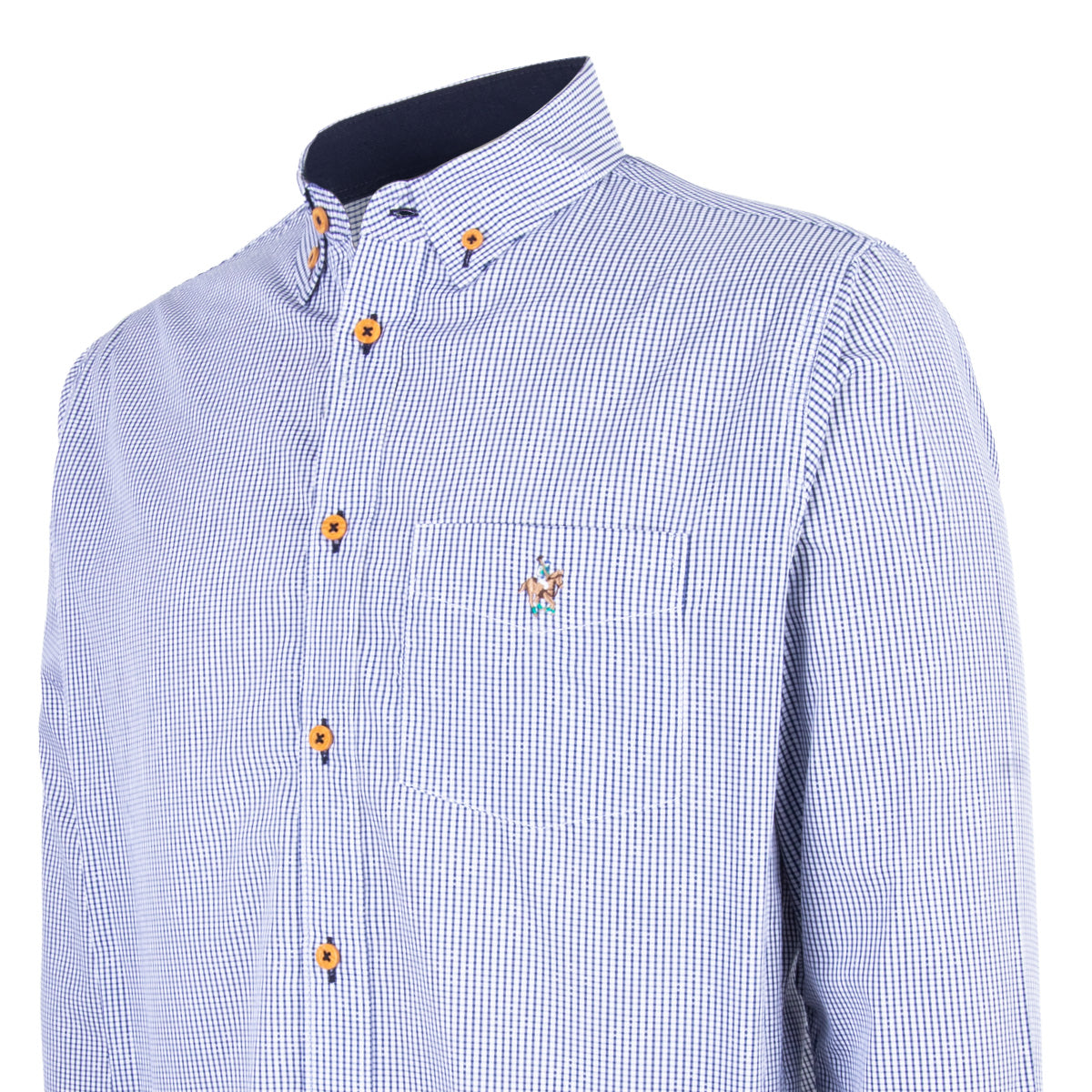 Camisa Minicuadros Algodón Marino