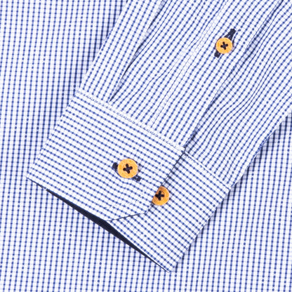 Camisa Minicuadros Algodón Marino