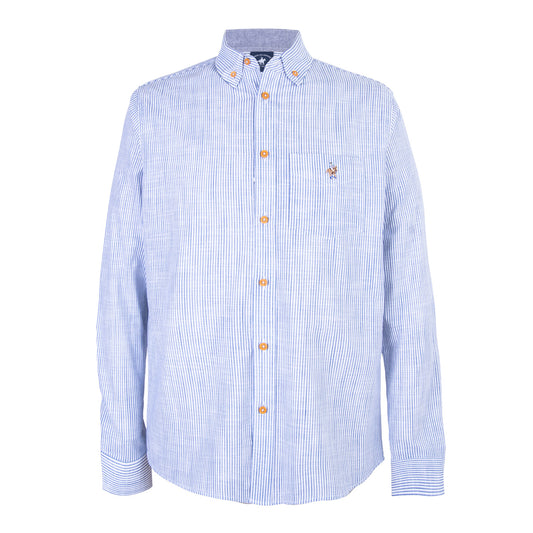 Camisa Rayas Algodón Azul