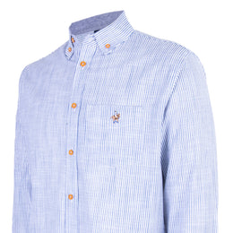 Camisa Rayas Algodón Azul