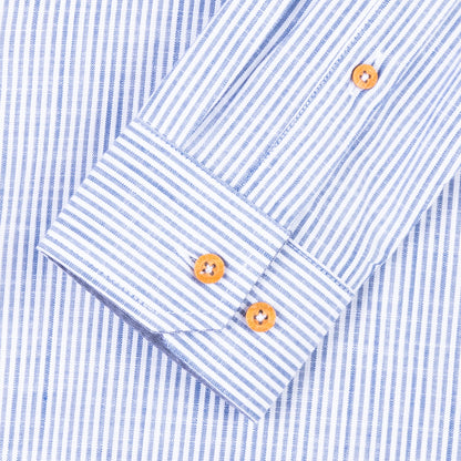 Camisa Rayas Algodón Azul