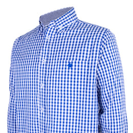 Camisa Cuadro Chico Algodón Azul